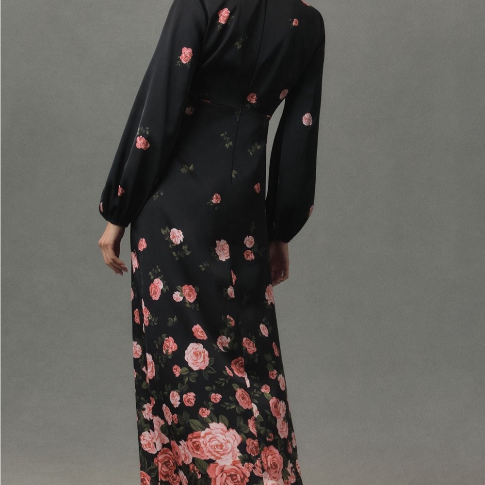 Black and Pink Long Sleeve Gown for Wedding Guests-Anthropology-BHLDN